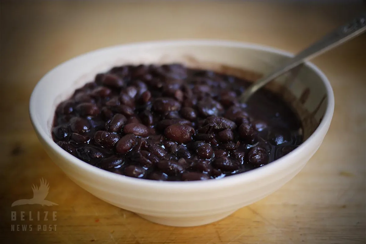 Belizean Black Beans Recipe Plated in a white bowl.