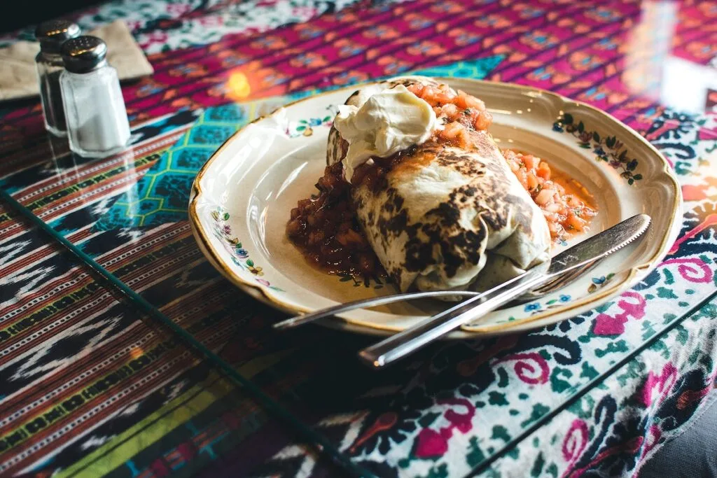 Mexican burrito with cream
