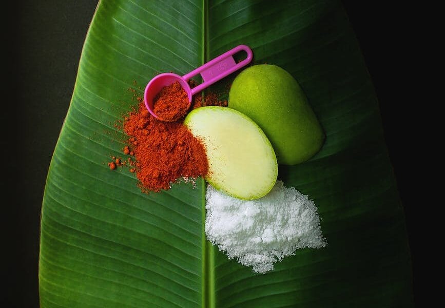 green mango with chili powder