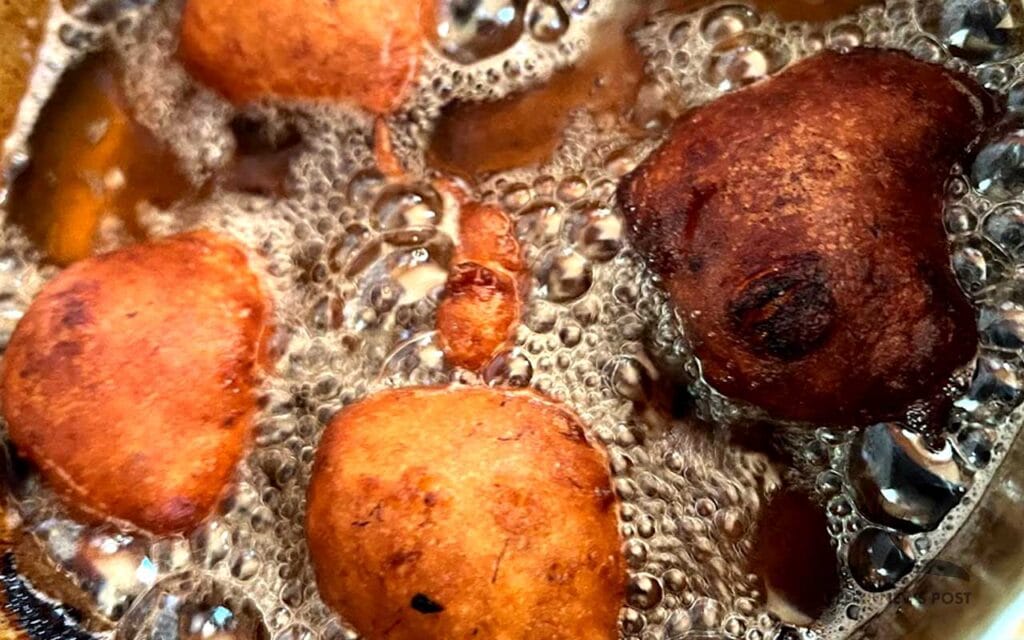 Belizean Banana Fritters Recipe Frying in Pan