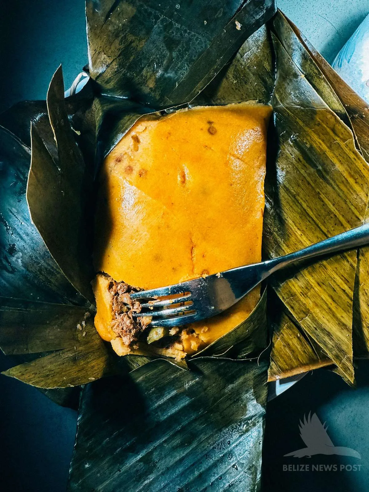 Tamales colados, smooth strained-masa Maya tamales opened in their banana leaf
