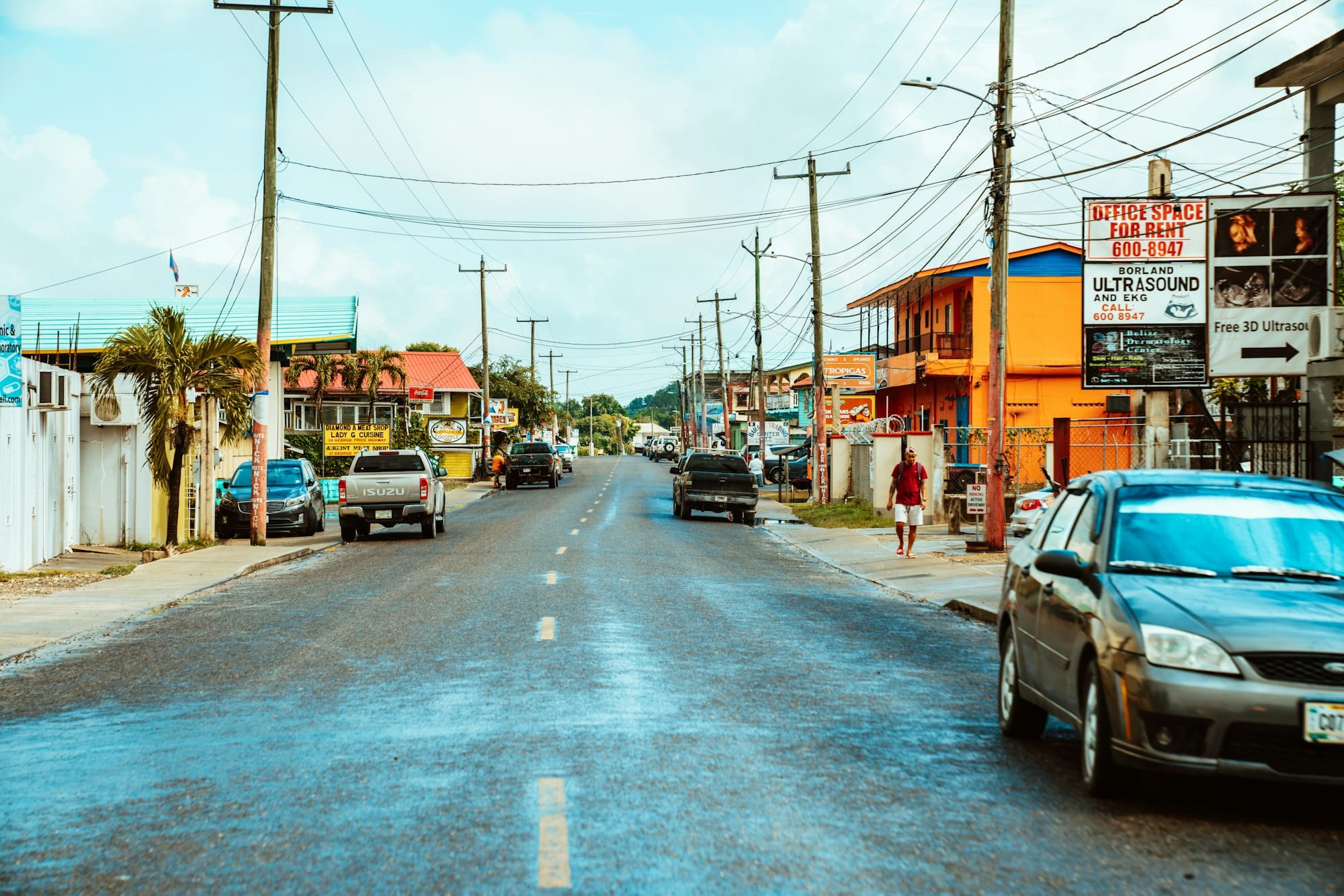 A street in a coastal Belizean town