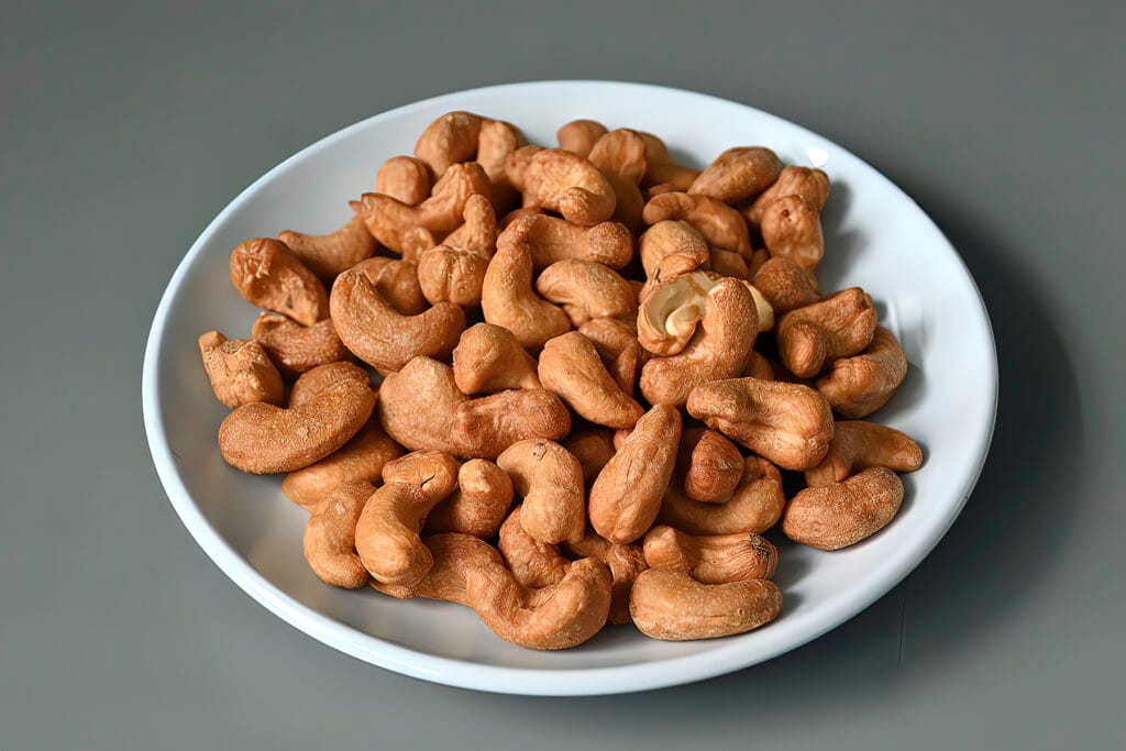 Roasted cashew seeds (semilla de maranon) ready for grinding into atol de semilla de maranon