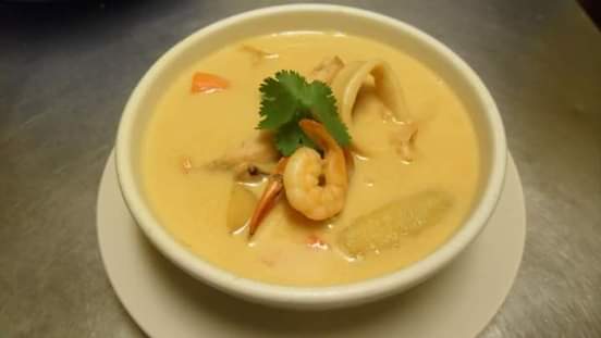 Sopa de caracol, a Honduran Garifuna conch and coconut soup, close kin of tapado