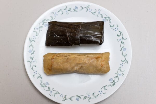 Tamales pisques — Salvadoran bean-masa tamales wrapped in banana leaves
