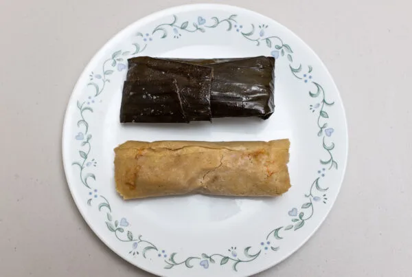 Tamales pisques — Salvadoran bean-masa tamales wrapped in banana leaves
