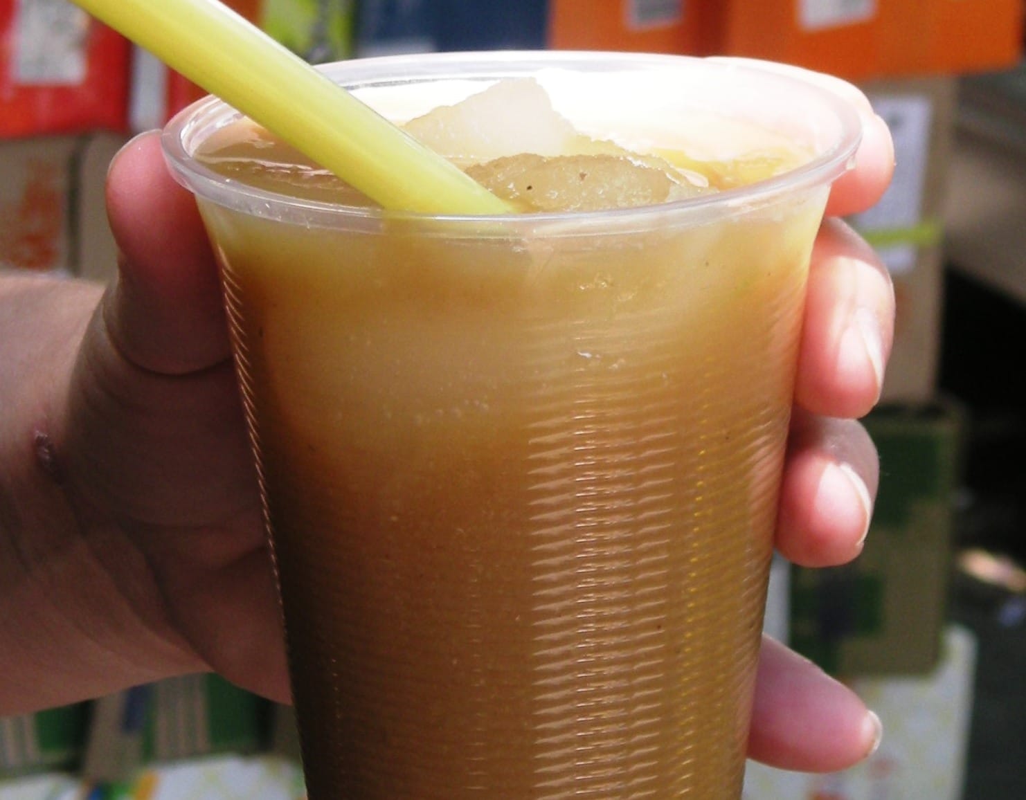 A glass of tejuino, a traditional fermented corn drink from Jalisco, Mexico — like atol shuco, tejuino is made from fermented corn