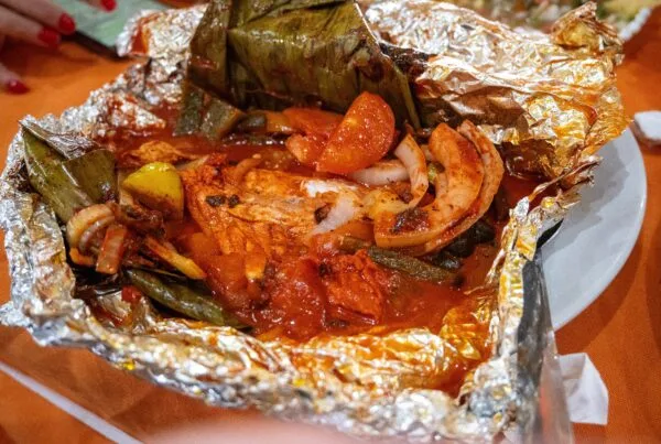 Tikin xic, achiote-marinated grilled fish, served in Campeche