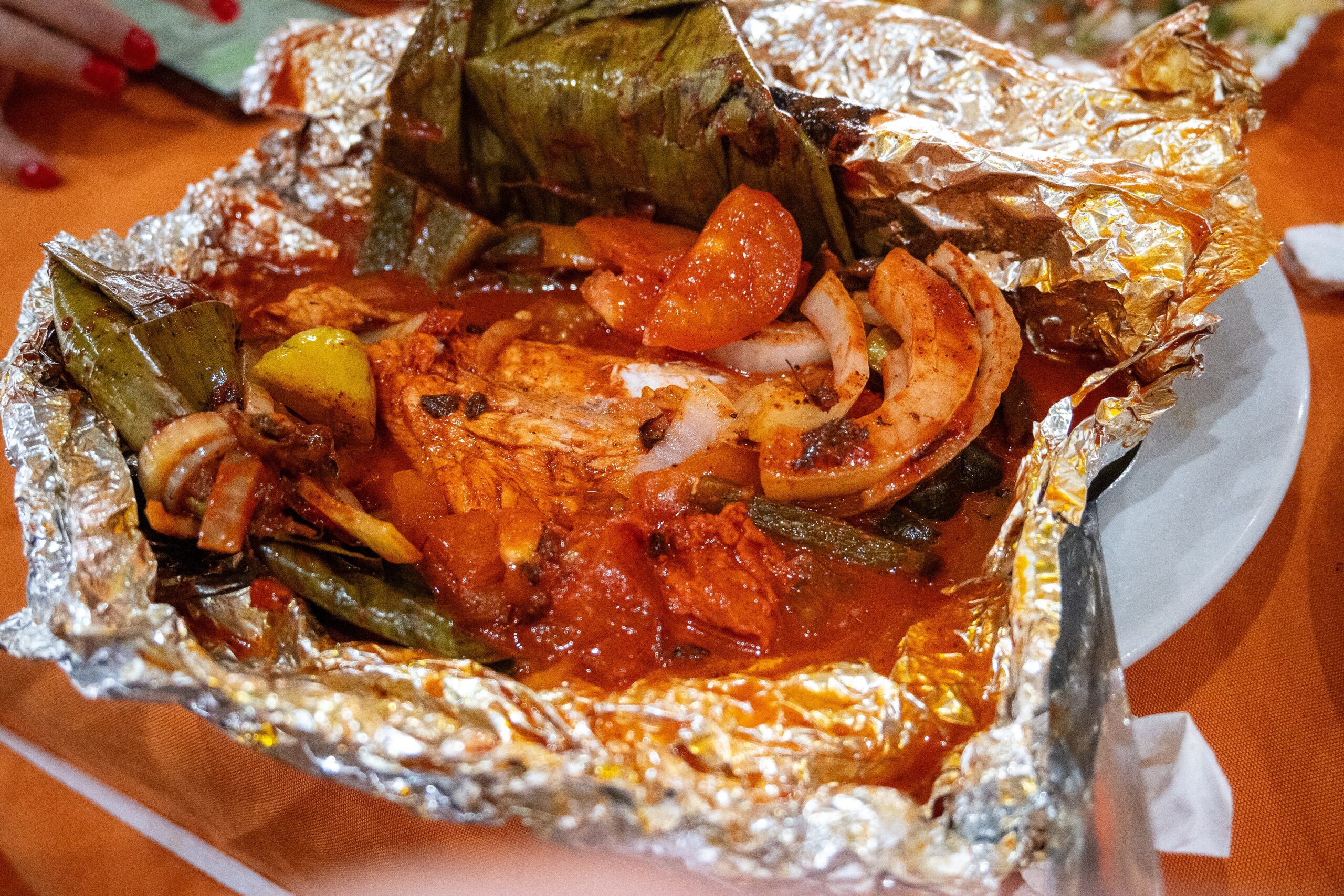 Tikin xic, achiote-marinated grilled fish, served in Campeche
