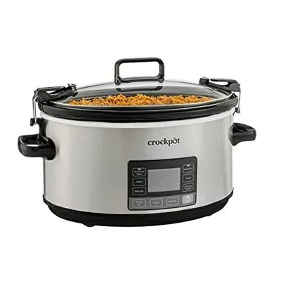 Crock-Pot 7-Quart Slow Cooker, Portable Programmable with Timer, Locking Lid, Stainless Steel; an Essential Kitchen Appliance, Perfect for Families and Gatherin