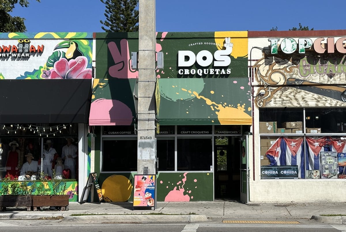 A croqueta shop storefront on Calle Ocho in Little Havana, Miami
