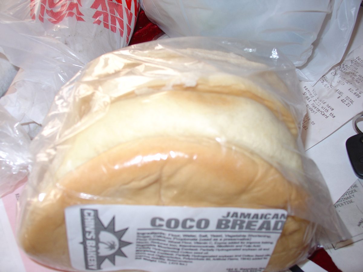 Jamaican coco bread, soft folded coconut milk buns