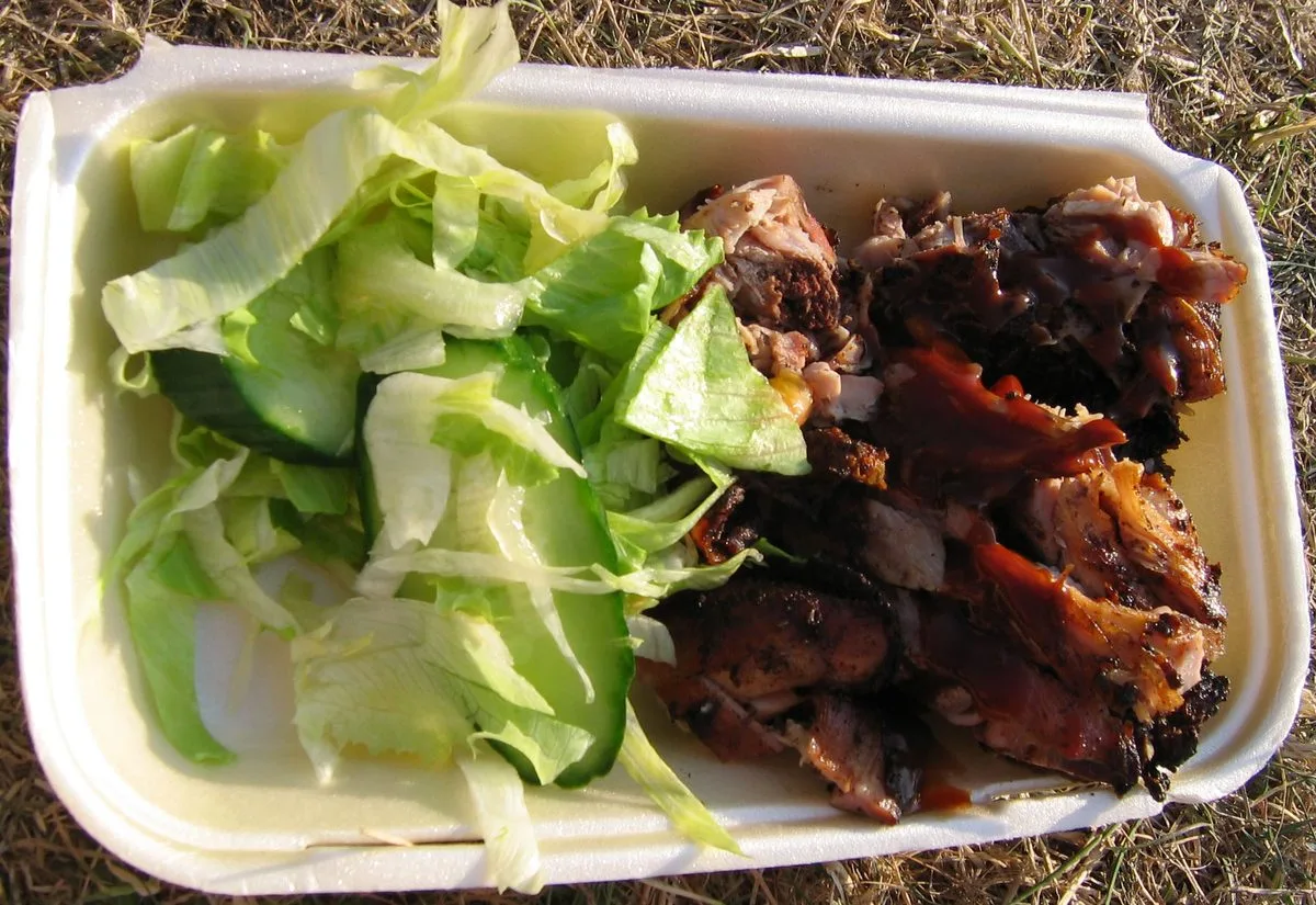 Jamaican jerk chicken chopped and served with rice