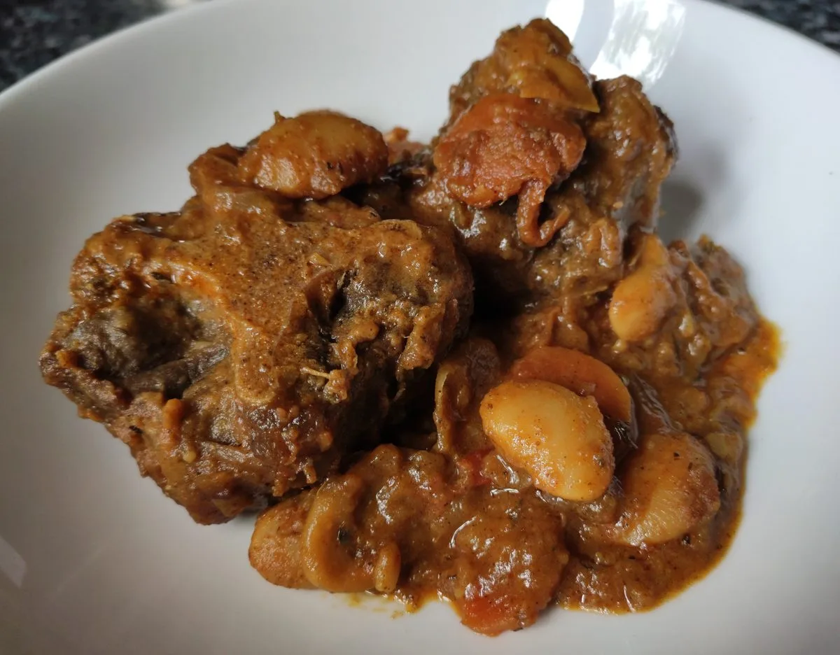 Jamaican oxtail stewed with butter beans