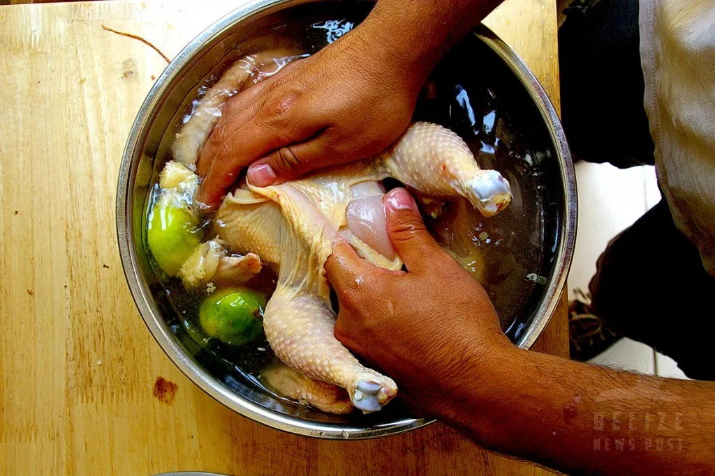 BBQ Chicken - washing the chicken