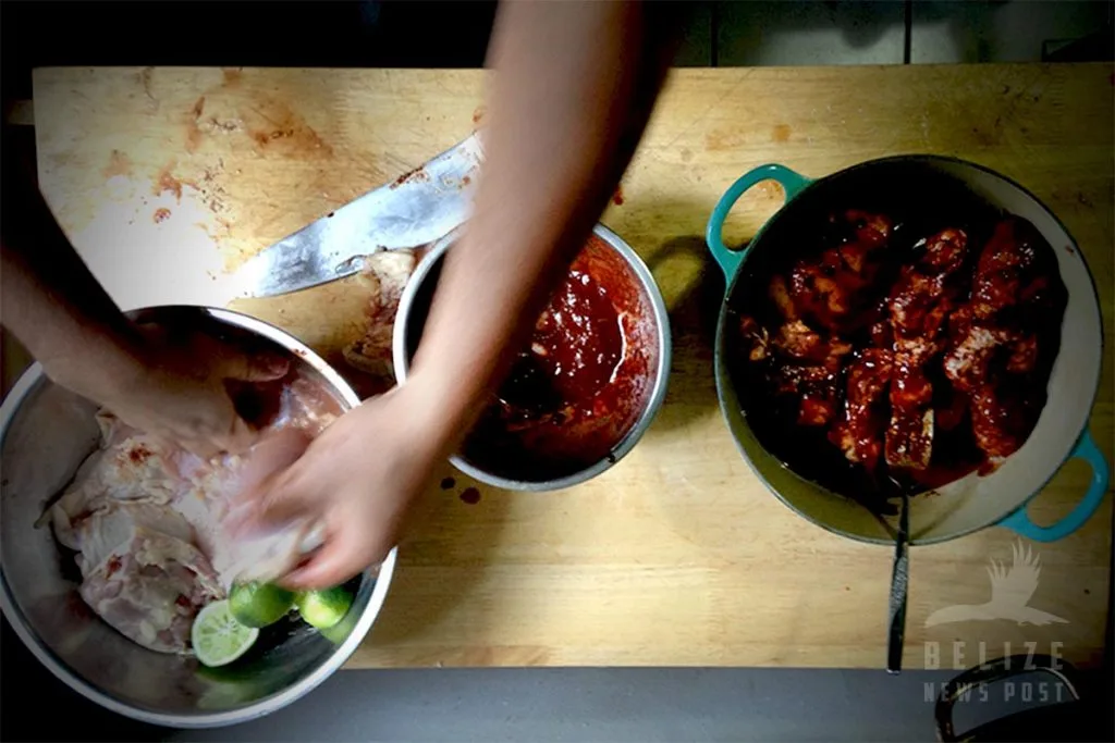 Belizean Recado Stewed Chicken Recipe - Step - Cover Chicken in Recado Paste