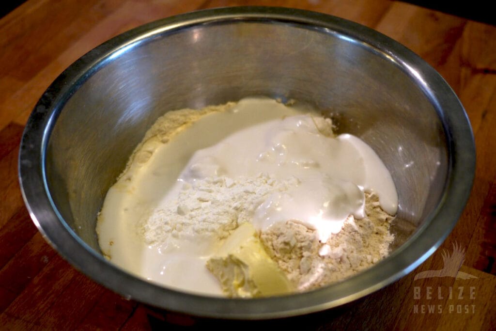 Belizean Johnny Cakes Recipe Step 2: Adding Wet Ingredients