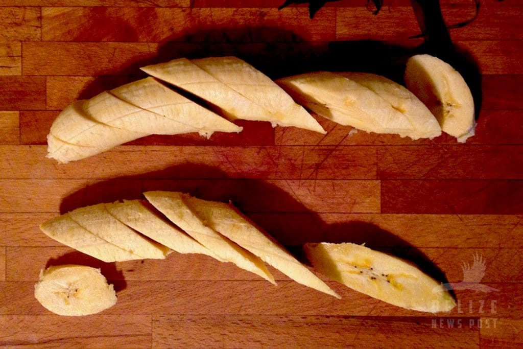 Fried Plantain Recipe - Sliced Plantains Ready for Frying