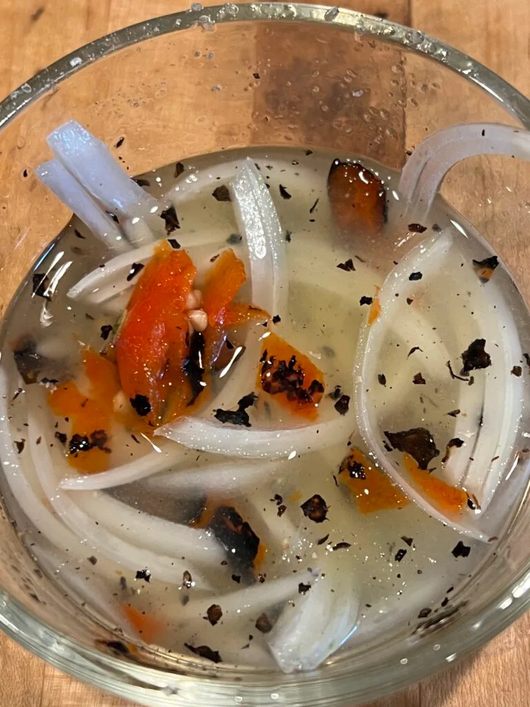 Freshly made Belizean Curtido with Roasted Habanero, White Onion, and Lime Juice