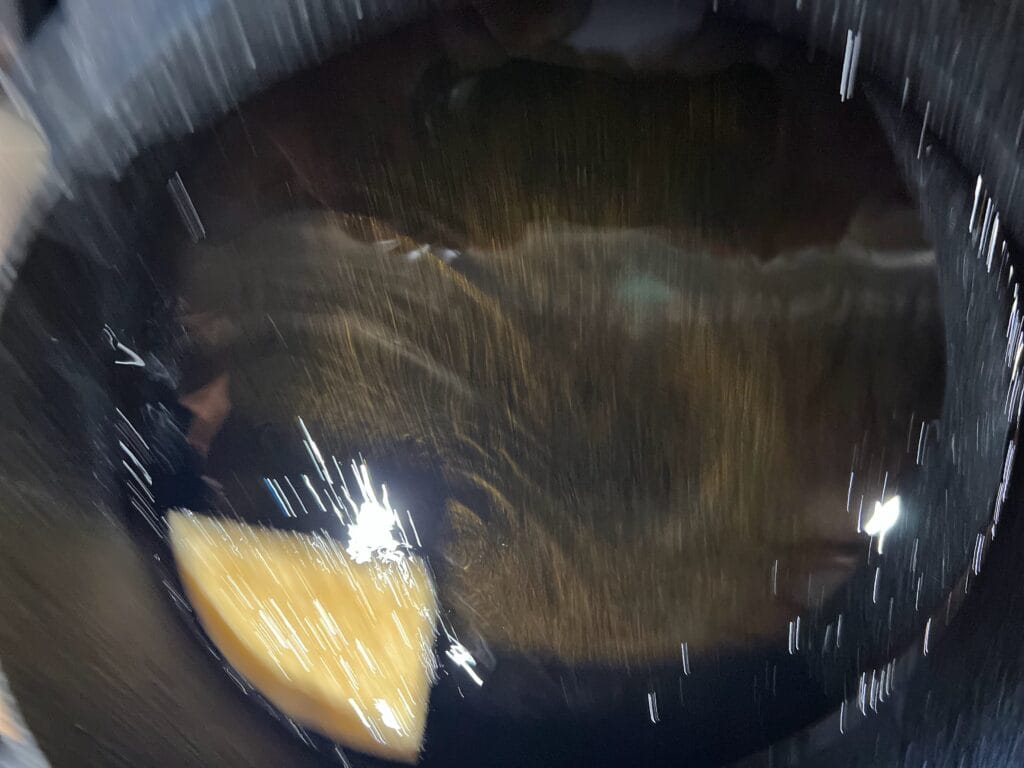 The first test is a single chip in the fry oil, checking for the right oil temp.