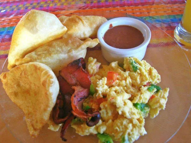 Fry jacks with eggs and salsa