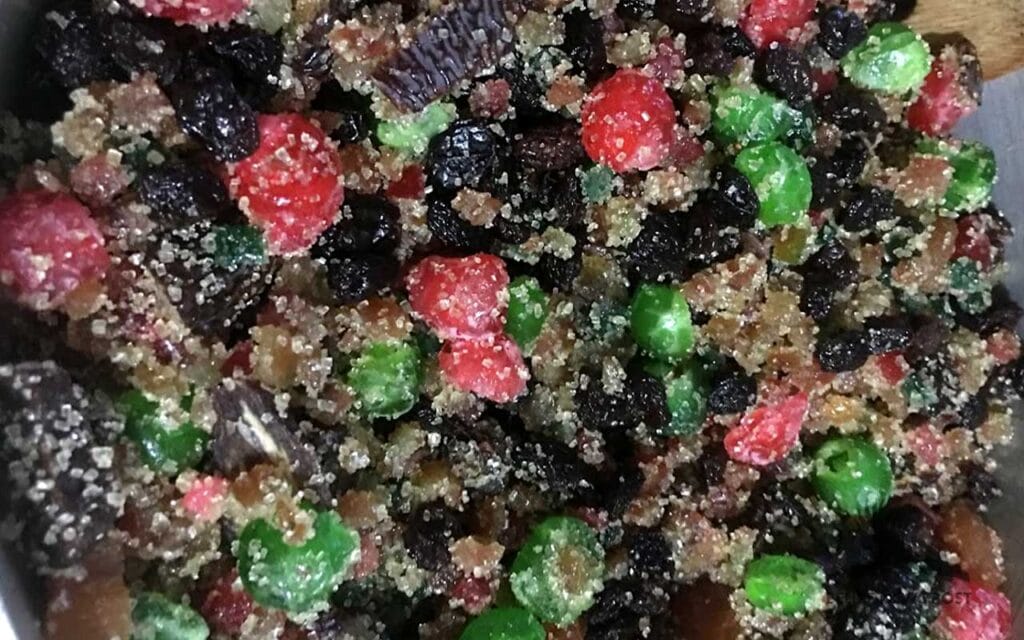 Candied Fruit Mix with Raisins, Nuts, and Sugar - Ready for Belizean White Fruit Cake Batter